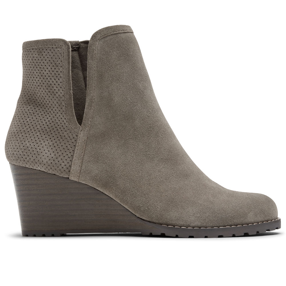 Rockport Booties For Womens Grey - Hollis V-Cut - JS7642859